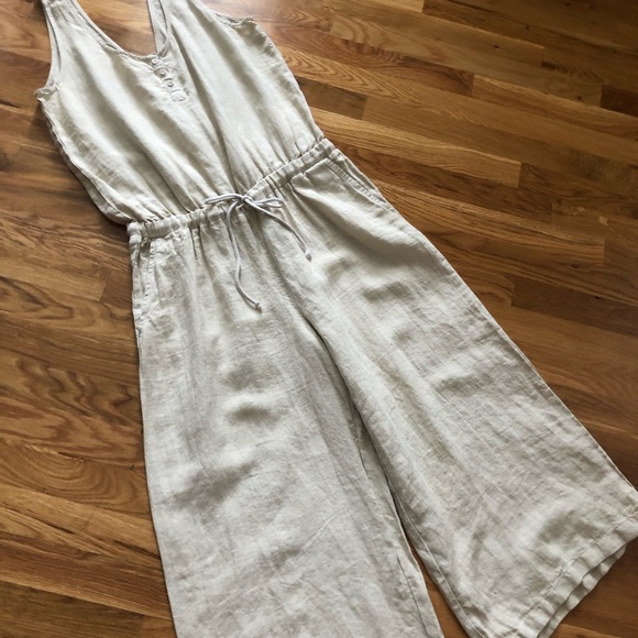 Cloth & Stone Linen Wide Leg Cropped Jumpsuit - Picture 3 of 10